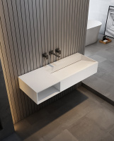 Тумба с раковиной ABBER Stein AS2640-1.0 L подвесная, белая матовая - Gidratop.ru изображение