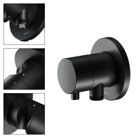 Вентиль запорный Keuco IXMO 59557371201 на 2 потребителя, с выводом для шланга и держателем лейки, черный матовый - Gidratop.ru изображение