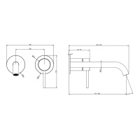 GESSI 316 встраиваемый смеситель с изливом 210-180мм (внешние части), цвет: brushed copper pvd - Gidratop.ru изображение