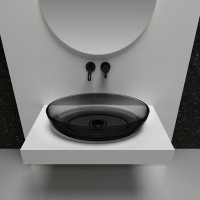 Раковина накладная прозрачная ABBER Kristall AT2801Onyx черная - Gidratop.ru изображение