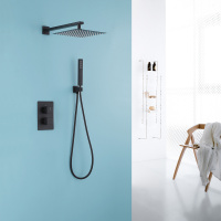 Душевая система ABBER Daheim AF8251B скрытого монтажа без излива, термостат, черная матовая - Gidratop.ru изображение