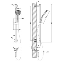 Gessi Emporio shower штанга в комплекте с душевой лейкой, шланг 1,50 м и вывод воды, цвет: Black XL - Gidratop.ru изображение