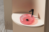 Раковина накладная стеклянная ABBER Glas AK2301OR красная - Gidratop.ru изображение