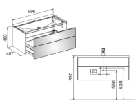 Тумба с раковиной Keuco Royal Reflex 34070 140000+34071 311001, 100 см, корпус и фасад трюфель - Gidratop.ru изображение