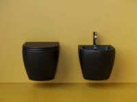 Подвесной унитаз Metropol Торнадо безоободковый черный матовый - Gidratop.ru изображение