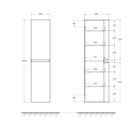VAGUE Колонна подвесная с двумя распашными дверцами, реверсивная 54837 Rovere tabacco, 30x38x130 - Gidratop.ru изображение