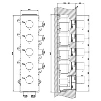 GESSI 316 встраиваемый термостатический смеситель на 4 источника, резьба 3/4 (внешние части), цвет: steel brushed - Gidratop.ru изображение