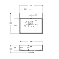 раковина из искусственного мрамора 50262 Bianco, 51x45x11,5 - Gidratop.ru изображение