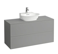 Тумба под раковину Laufen New Classic 117.5 х 45.5 х 60 см, 4.0602.4.085.627.1, подвесная, серый, вырез посередине - Gidratop.ru изображение