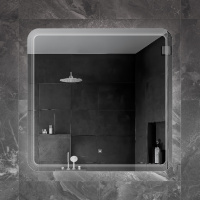 Зеркало с лазерной гравировкой, контурной подсветкой и сенсорным выключателем CZR-SPC-DUET-800-800-LED-TCH, 12V, 220-240V, 800x800x30 - Gidratop.ru изображение