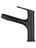 Смеситель для раковины с выдвижным изливом WONZON & WOGHAND, Черный матовый (WW-AE4151-MB) - Gidratop.ru изображение