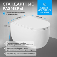 Унитаз-биде ABBER Bequem AC1104TNS подвесной белый, безободковый, смыв торнадо - Gidratop.ru изображение