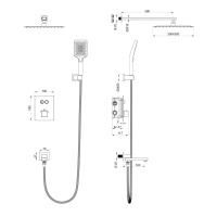 Душевая система с термостатом встраиваемая WONZON & WOGHAND, Брашированный никель (WW-88929003-BN) - Gidratop.ru изображение