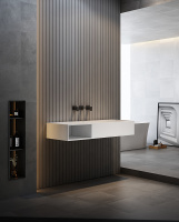 Тумба с раковиной ABBER Stein AS2640-1.0 L подвесная, белая матовая - Gidratop.ru изображение