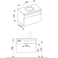 Тумба под раковину Keuco Stageline 32865180100, 80 см, с подсветкой, 1 ящик, цвет кашемир глянцевый - Gidratop.ru изображение