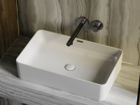 Умывальник чаша накладная прямоугольная со сливом переливом Element 605x385x140мм - Gidratop.ru изображение