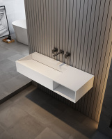 Тумба с раковиной ABBER Stein AS2640-1.0 R подвесная, белая матовая - Gidratop.ru изображение