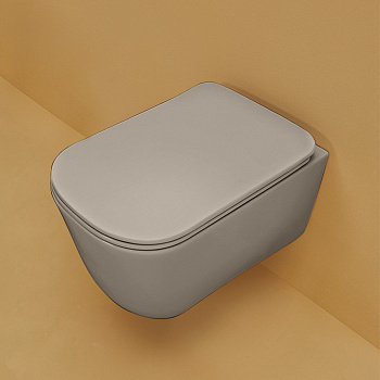 Унитаз подвесной 54х35см безободковый, с системой экономии воды 3л, c креплением, цвет: Nocciola