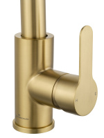 Смеситель для кухни с выдвижным изливом WONZON & WOGHAND, Брашированное золото (WW-121E201L-BG) - Gidratop.ru изображение