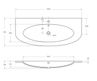 EDEN раковина из искусственного мрамора 50178 Bianco, 122x51x14 - Gidratop.ru изображение