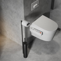 Туалетный ершик в комплекте с держателем туалетной бумаги WONZON & WOGHAND, Черный матовый (WW-V4602-MB) - Gidratop.ru изображение