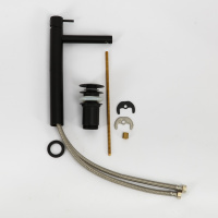 LEAF-LC1-L-NOP Смеситель для накладной раковины однорычажный, с донным клапаном, исполнение Чёрный матовый - Gidratop.ru изображение