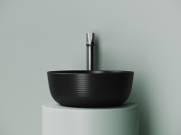 Раковина накладная круглая 356x356x135, цвет черный матовый - Gidratop.ru изображение