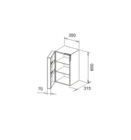 Шкаф Keuco Edition 300 30330 219101 подвесной 35 см, корпус белый глянцевый, фасад шпон оливы, петли слева - Gidratop.ru изображение