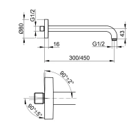 Держатель для верхнего душа Keuco Edition 300 53088370402, 46 см, цвет черный матовый - Gidratop.ru изображение