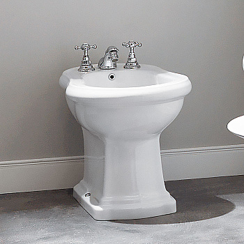 Биде напольное 60х38.5см, с 3-мя отв. под смеситель, цвет: белый