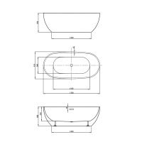 Ванна акриловая Vincea VBT-408-1700 1700*815*580, цвет белый, щелевой перелив - Gidratop.ru изображение