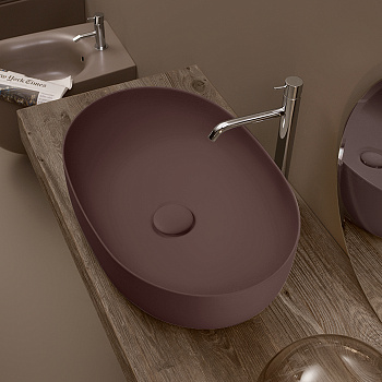 Раковина 60х40 см, без отв., накладная, цвет: Borgogna matt