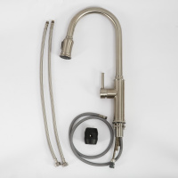 Смеситель для кухни с выдвижным изливом, двухрежимный, нержавеющая сталь, исполнение сатин BB-LAM58-IN - Gidratop.ru изображение