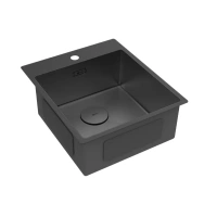 Кухонная мойка Lemark Janga 440 9932104, 44 см, PVD-покрытие, нержавеющая сталь, черный матовый - Gidratop.ru изображение