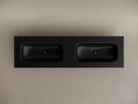 Раковина накладная мебельная CERAMICANOVA Grace прямоугольная 1610x457x137 с двумя чашами без отверстий под смеситель цвет черный матовый CN7023MBwx - Gidratop.ru изображение