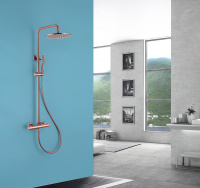 Душевая стойка ABBER Wasser Kreis AF8160RG с термостатом без излива, розовое золото - Gidratop.ru изображение