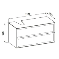 Тумба под раковину Laufen New Classic 117.5 х 45.5 х 60 см, 4.0608.7.085.627.1, подвесная, серый, вырез слева - Gidratop.ru изображение