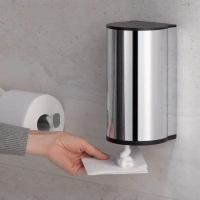 Диспенсер дезинфицирующей жидкости Keuco Plan 14956010437, сенсорный, питание от батареек, хром/черно-серый - Gidratop.ru изображение