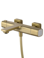 Смеситель для ванны с душевым гарнитуром и термостатом WONZON & WOGHAND SOLID, Брашированное золото (WW-C2011-A-BG) - Gidratop.ru изображение