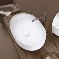 Раковина 60х40 см, без отв., накладная, цвет: белый глянцевый - Gidratop.ru изображение