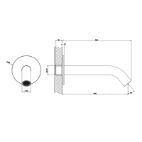 GESSI 316 настенный излив 146мм на 1/2, комбинируемый с удаленным управлением (не входит в комплект), цвет: steel brushed - Gidratop.ru изображение