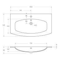 раковина из искусственного мрамора 50195 Bianco, 101x52x1,5 - Gidratop.ru изображение