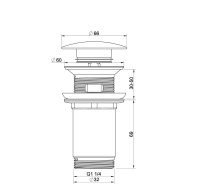 Донный клапан для раковины с переливом 1 1/4 WONZON & WOGHAND, Темный графит (WW-88SS09-BGM) - Gidratop.ru изображение