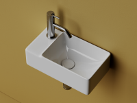Умывальник подвесной прямоугольный (чаша справа, отверстие под смеситель слева) Element 395x220x125мм - Gidratop.ru изображение