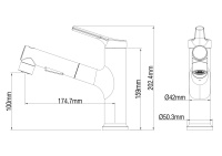 Смеситель для раковины с выдвижным изливом WONZON & WOGHAND, Черный матовый (WW-A40862-MB) - Gidratop.ru изображение