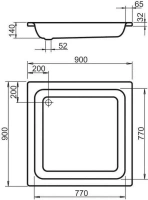 Поддон душевой Kaldewei Sanidusch, 90 x 90 x 14 cм, квадратный, модель 396, белый, 331100010001 - Gidratop.ru изображение