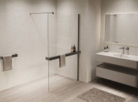 Душевая перегородка Walk-In VSW-1HR100CLGM, 1000*2000, вороненая сталь, стекло прозрачное - Gidratop.ru изображение