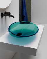 Раковина накладная прозрачная ABBER Kristall AT2812Aquamarin бирюзовая - Gidratop.ru изображение