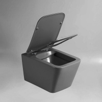 Унитаз подвесной Q-Line VT1-12MA безободковый, цвет антрацит мат., ультратонкое soft close сиденье - Gidratop.ru изображение