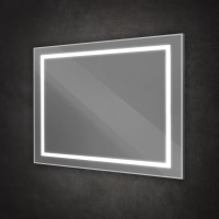 Зеркало в алюминиевой раме со встроенным светильником и сенсорным выключателем и сенсорным выключателем по периметру рамы, SPC-KRAFT-1000-800-SENS-AL, 1000x800x32 мм - Gidratop.ru изображение